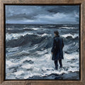 Solitude at the Storm's Edge — impasto seascape
